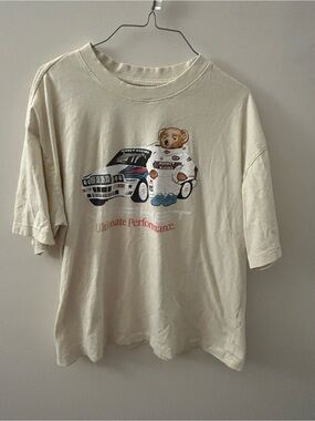 Market Racing Cream Graphic Racing Bear Short Sleeve Tee